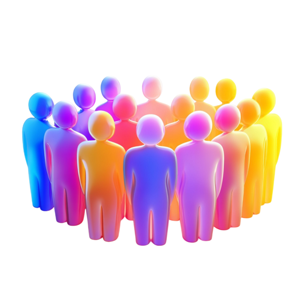 Colorful group of people standing in a united vibrant circle png