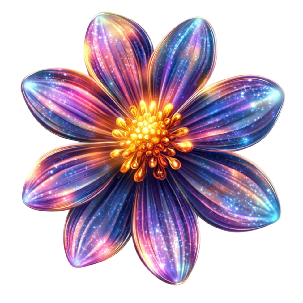 Flower with a Blue and Purple Center on Transparent Background png