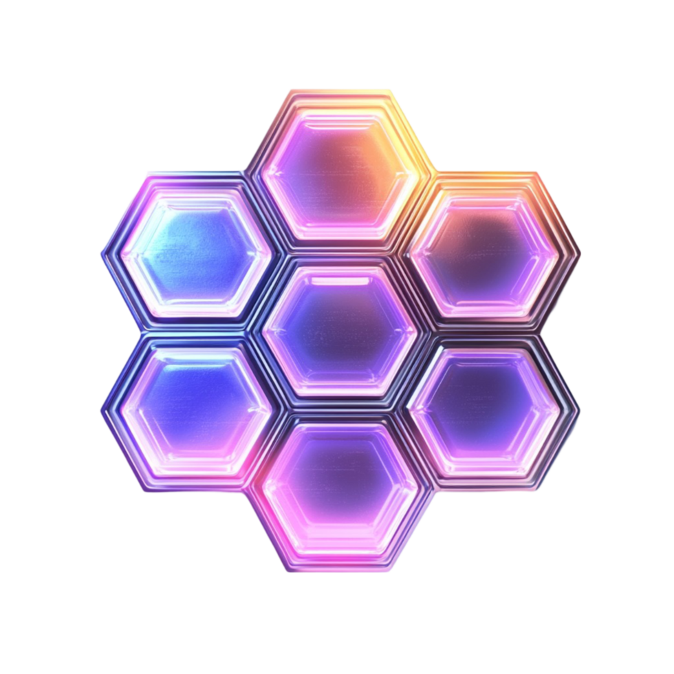 Neon honeycomb with futuristic glowing hexagonal patterns png