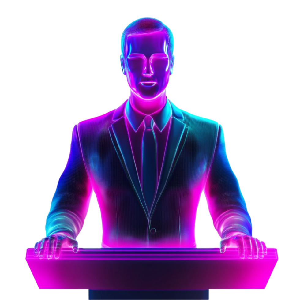 Elegant businessman figure glowing with vibrant futuristic colors png