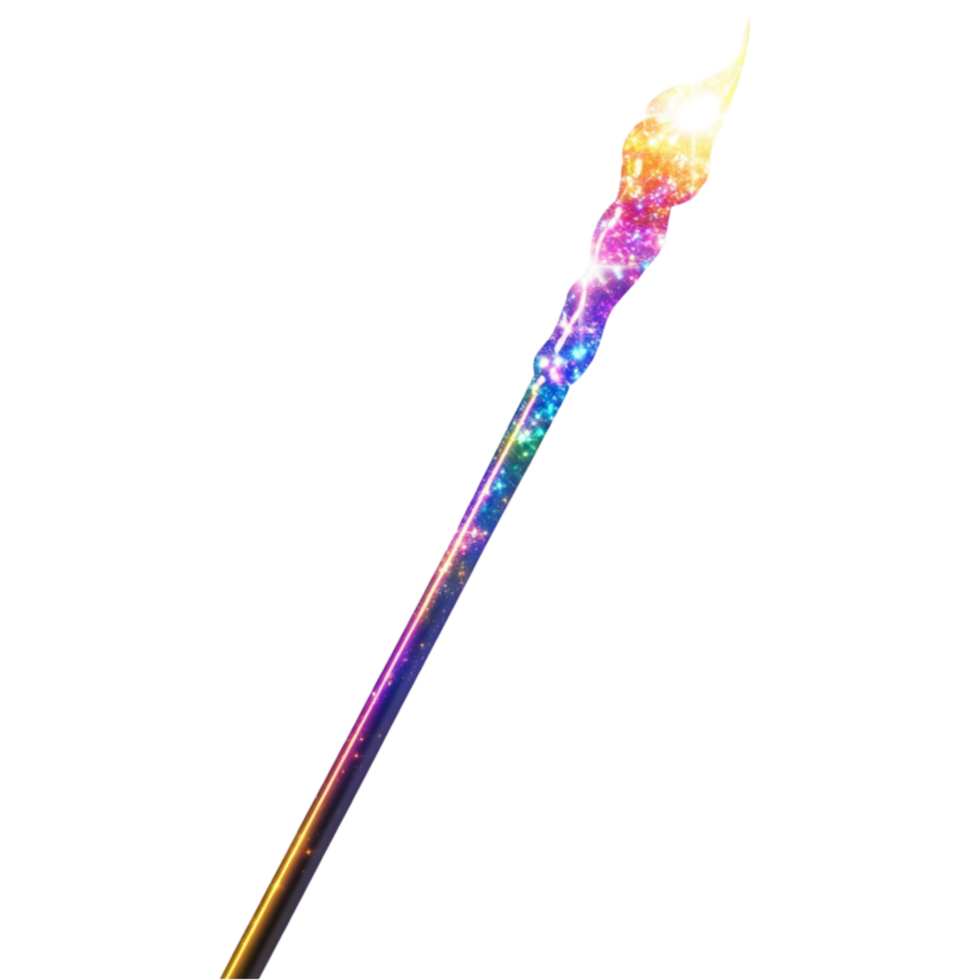 Colorful glowing wand with radiant vibrant sparkling effects png