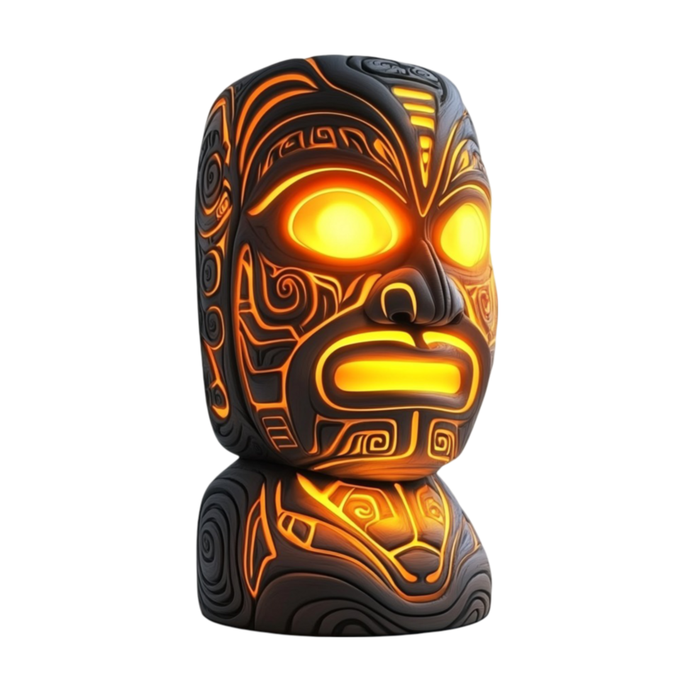 Tiki Statue with Glowing Eyes on Transparent Background png