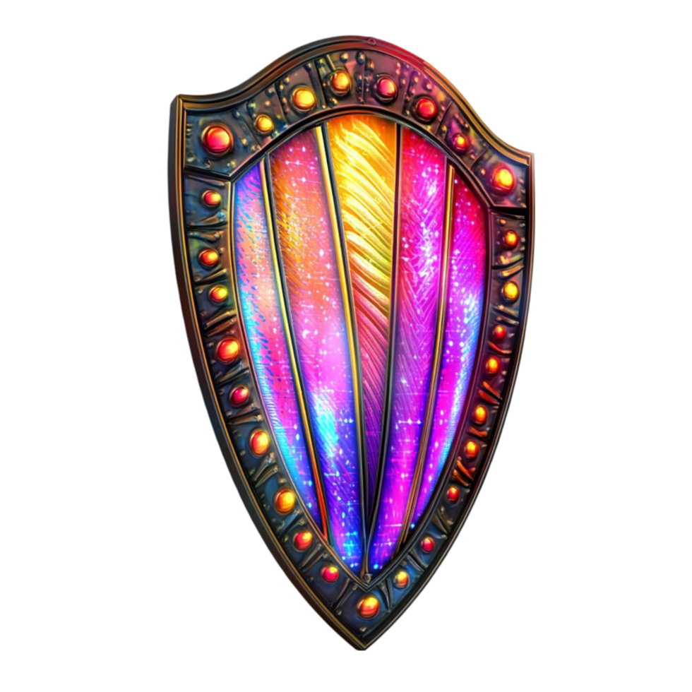 Shield with Colorful Lights on Transparent Background png