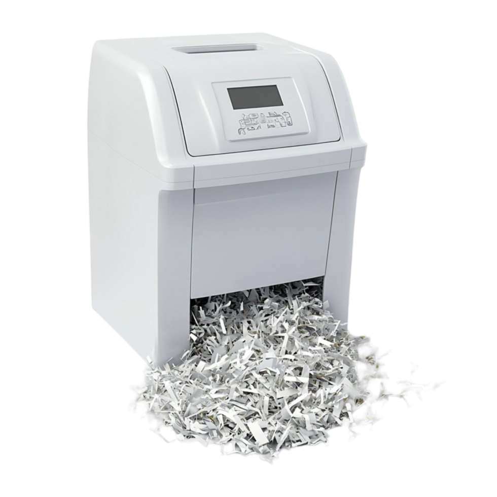 Paper Shredder Full of Shredded Documents on Transparent Background png