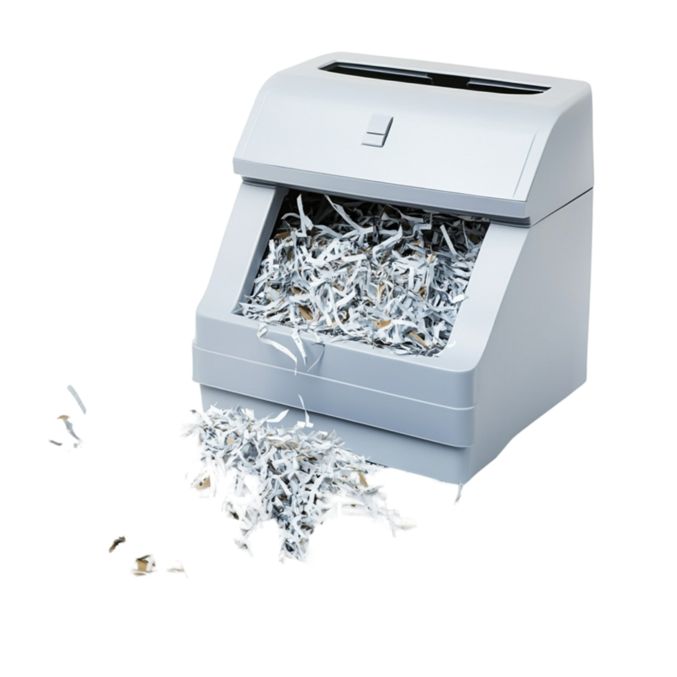 Shredder Machine with Shredded Paper on Transparent Background png