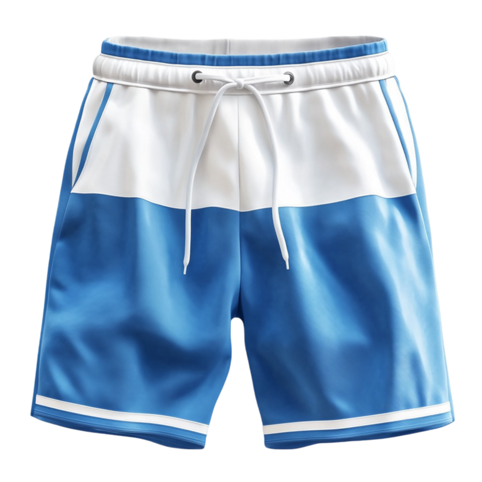 Blue Shorts with White and Blue Trim on Transparent Background png