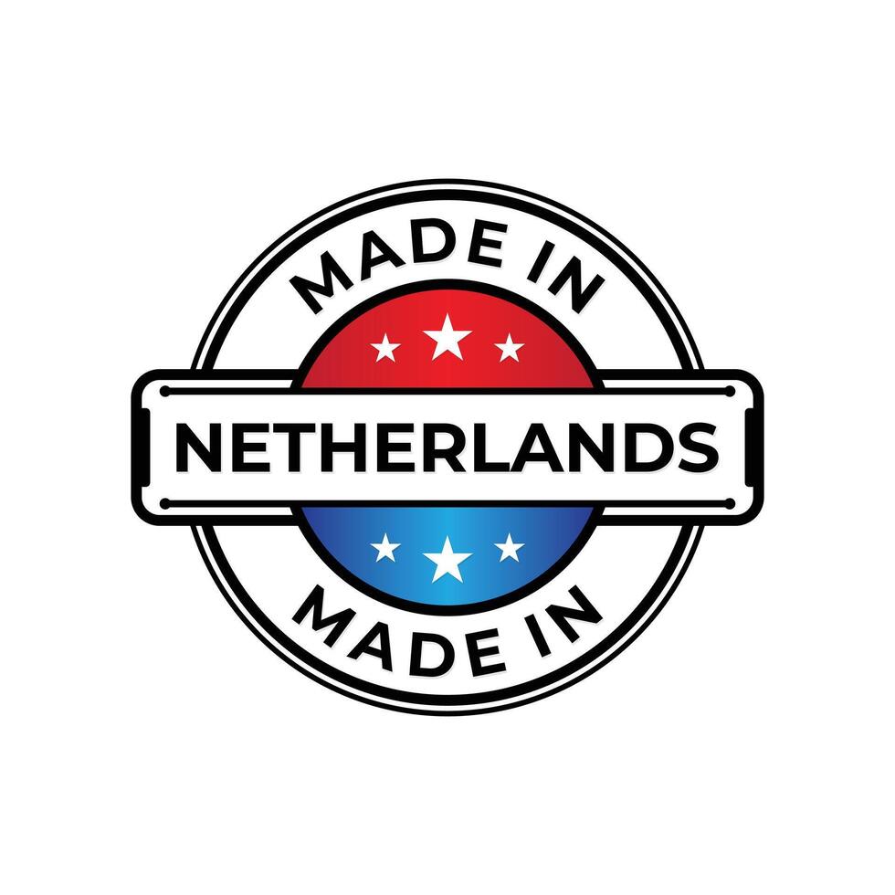 Made in Netherlands label icon emblem isolated on white background vector