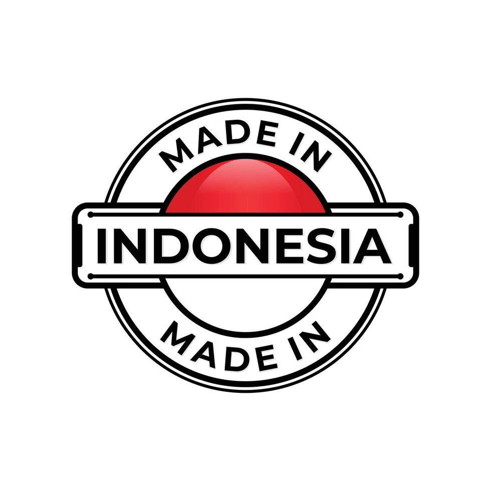 Made in Indonesia label icon emblem isolated on white background vector