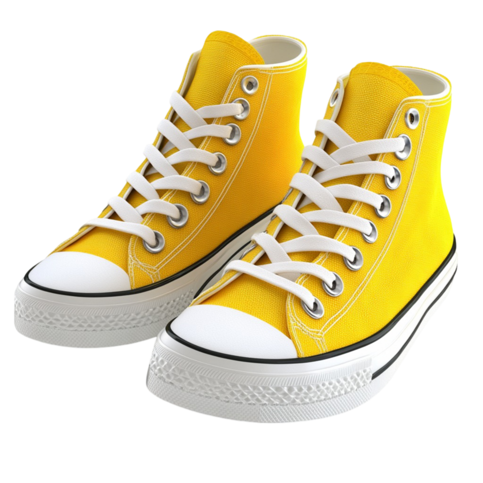 Bright yellow Converse shoes on transparent backdrop png