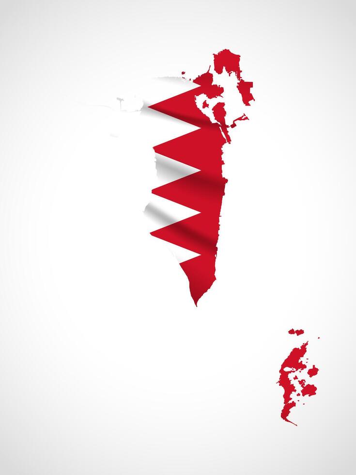 Bahrain Map Silhouette with National Flag Design vector
