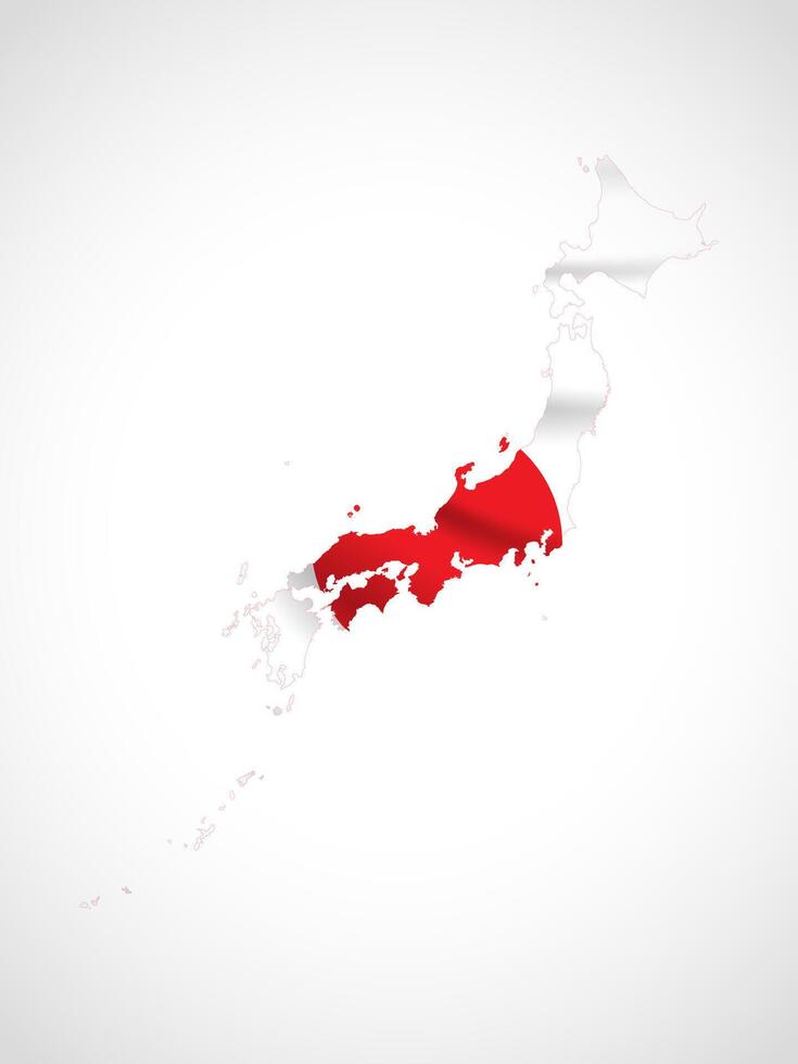 Japan Map Silhouette with National Flag Design vector