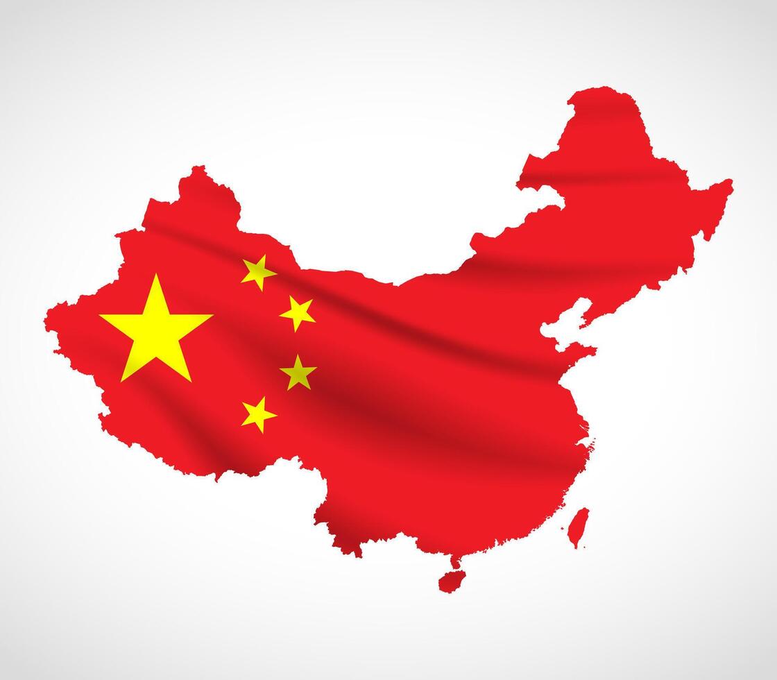China Map Silhouette with National Flag Design vector