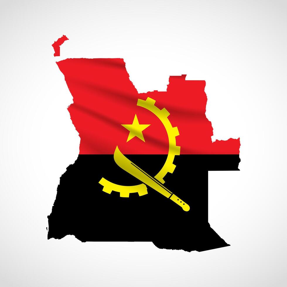 Angola Map Silhouette with National Flag Design vector