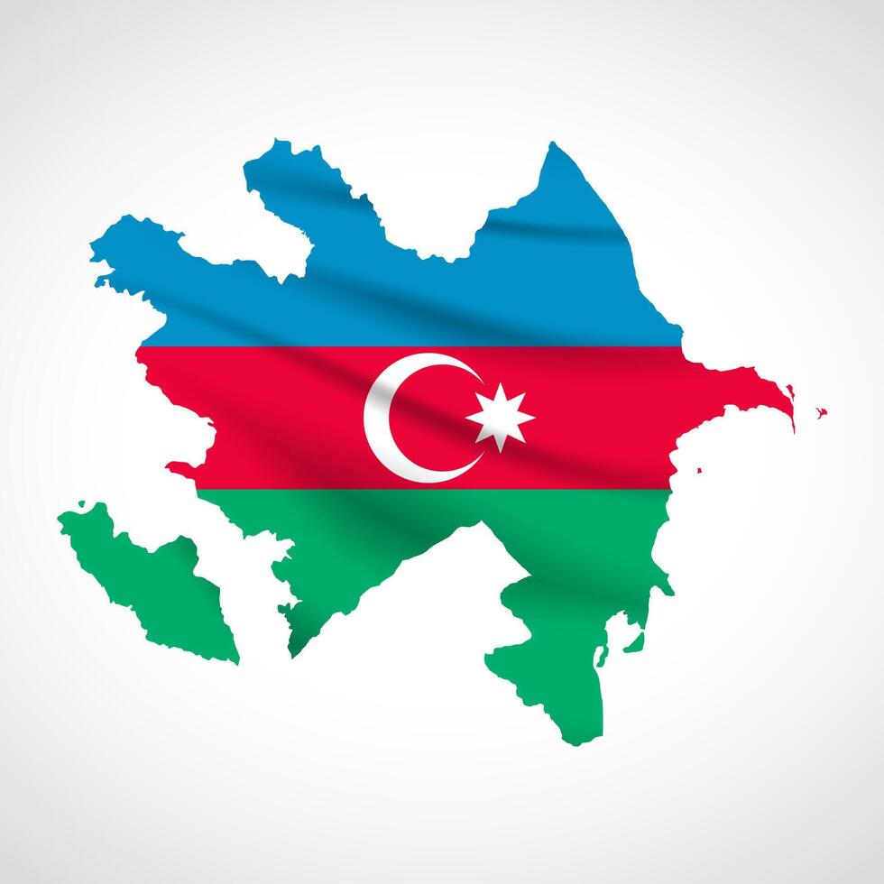 Azerbaijan Map Silhouette with National Flag Design vector