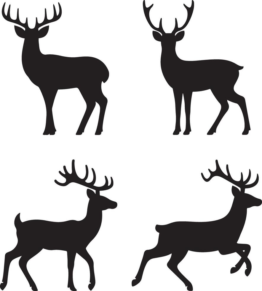 Silhouette deer icon set collection vector