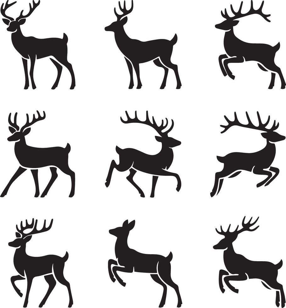 Silhouette deer icon art illustration set collection vector