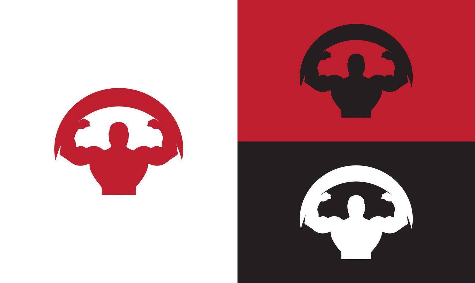 Gym icon Body building icon Muscle arm bicep power protein man strength flex human body, concept vector