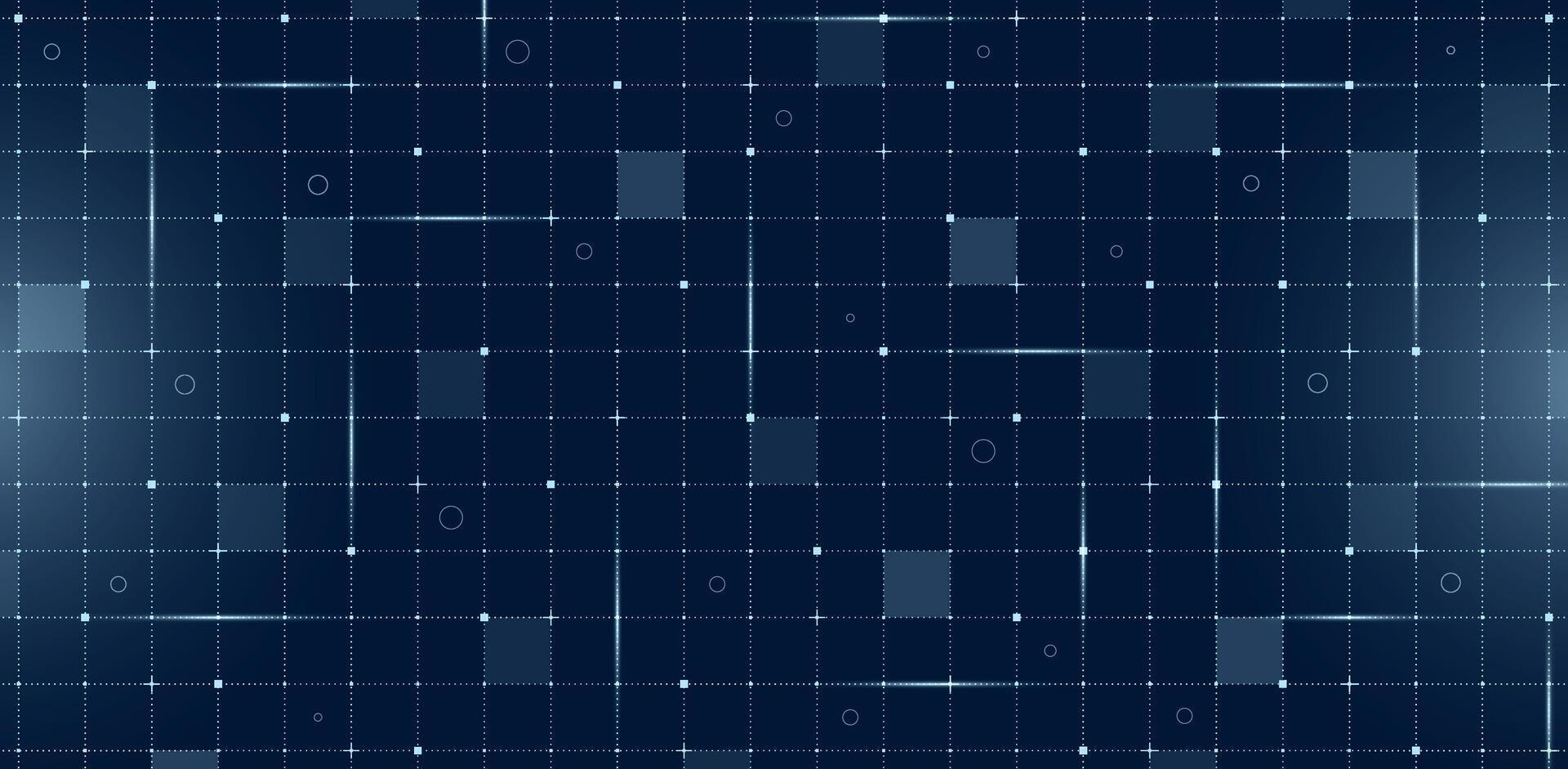 Futuristic VR HUD user interface with digital grid and particle mesh. Hi tech GUI visor layout. Sci fi spaceship display featuring lines and dots on dark blue background for advanced FUI dashboard vector