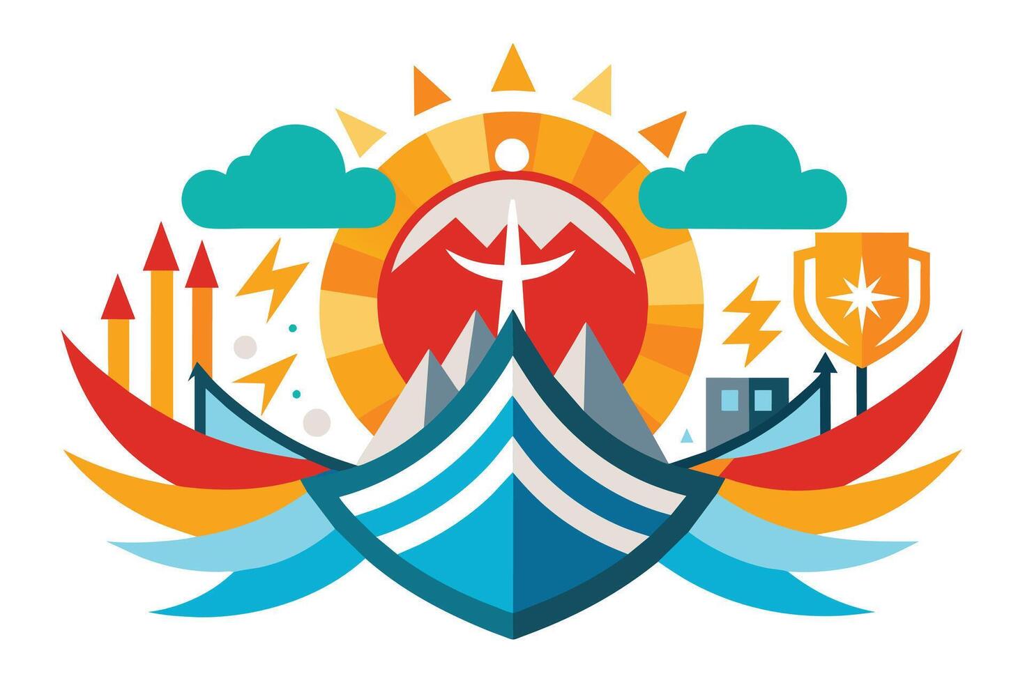 Design an abstract icon that embodies the spirit of resilience and determination vector