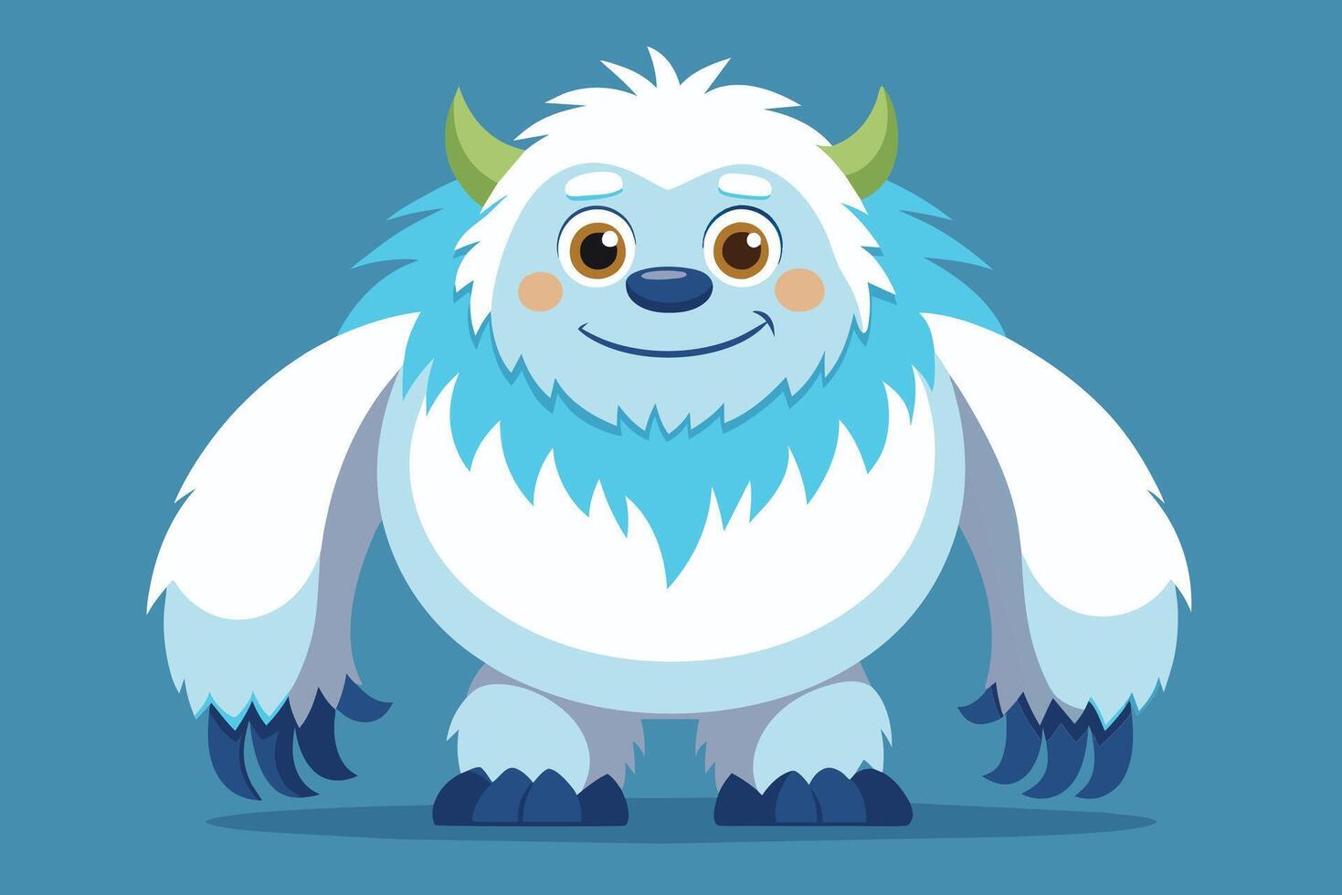 white funny yeti with a fuzzy coat and big feet vector
