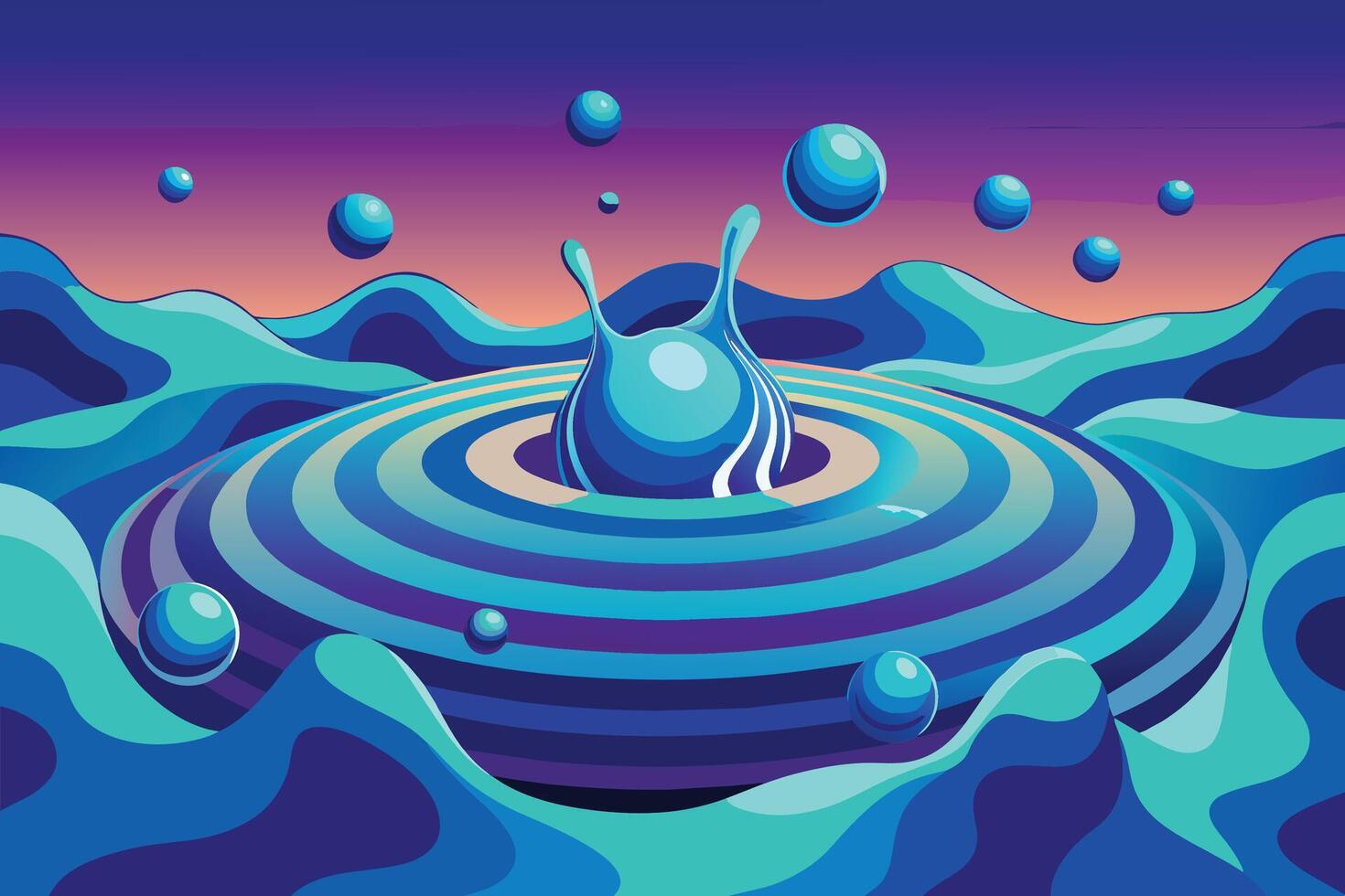 Fluid shapes creating an illusion of depth vector