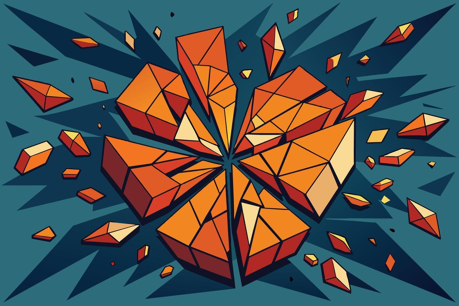 Fractured pattern representing fragmentation and disintegration background vector