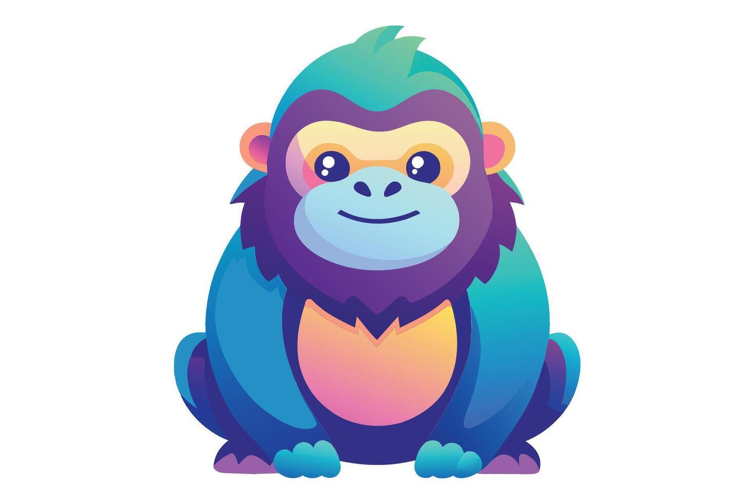 Cute Gorilla Silly gradient illustration in white background vector
