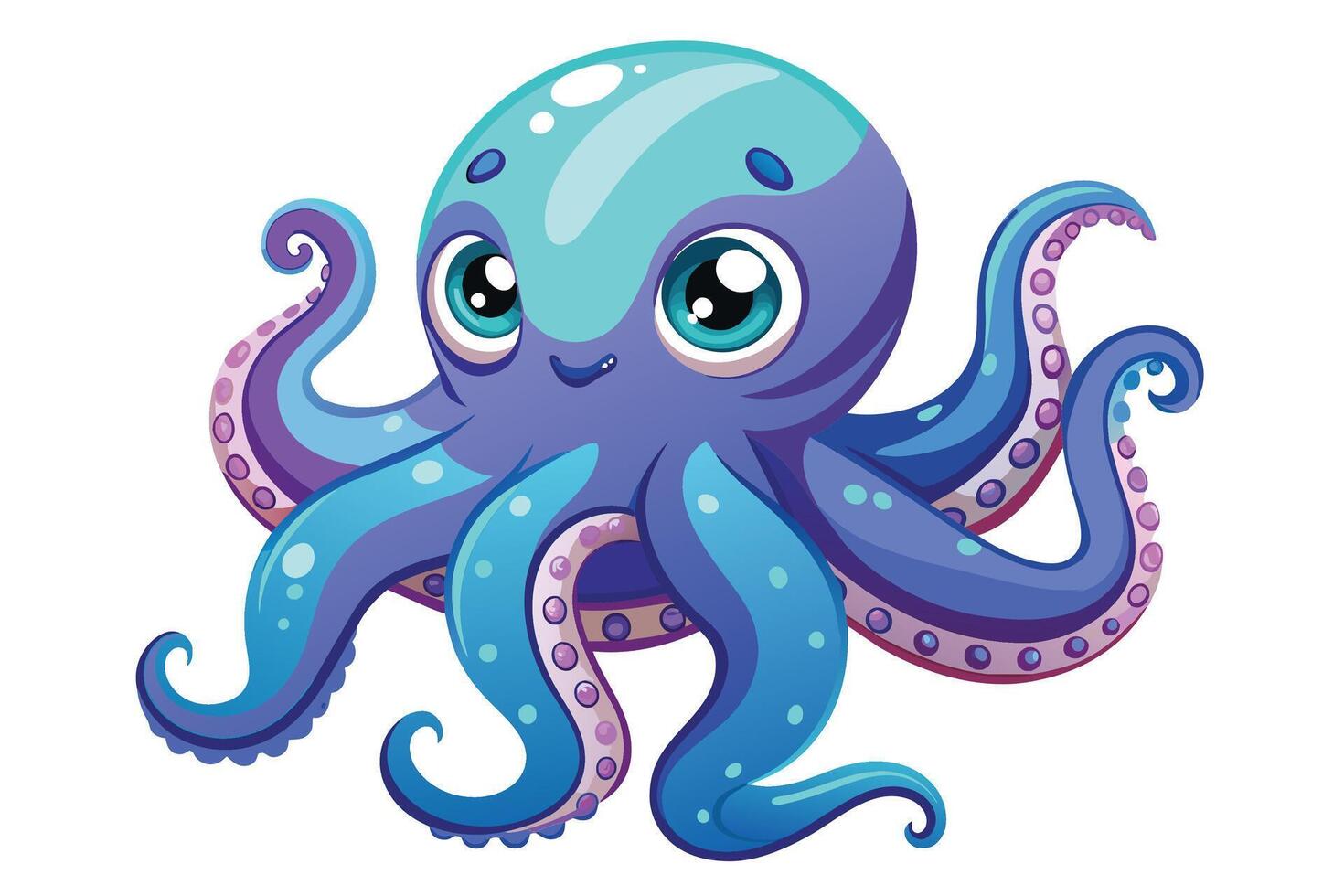 Cute Octopus Wriggling gradient illustration in white background vector