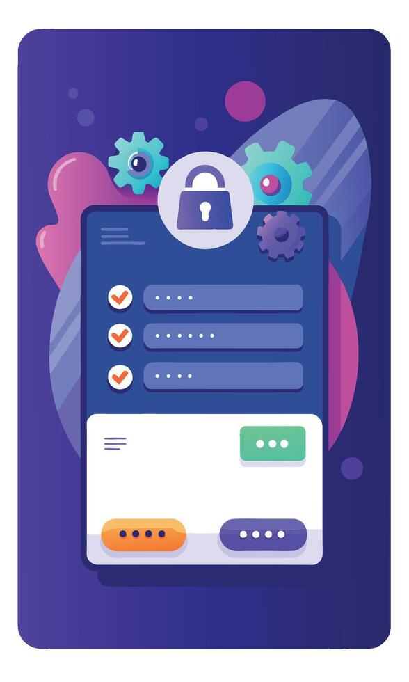 Chatting application mobile ui interface illustration with security vector