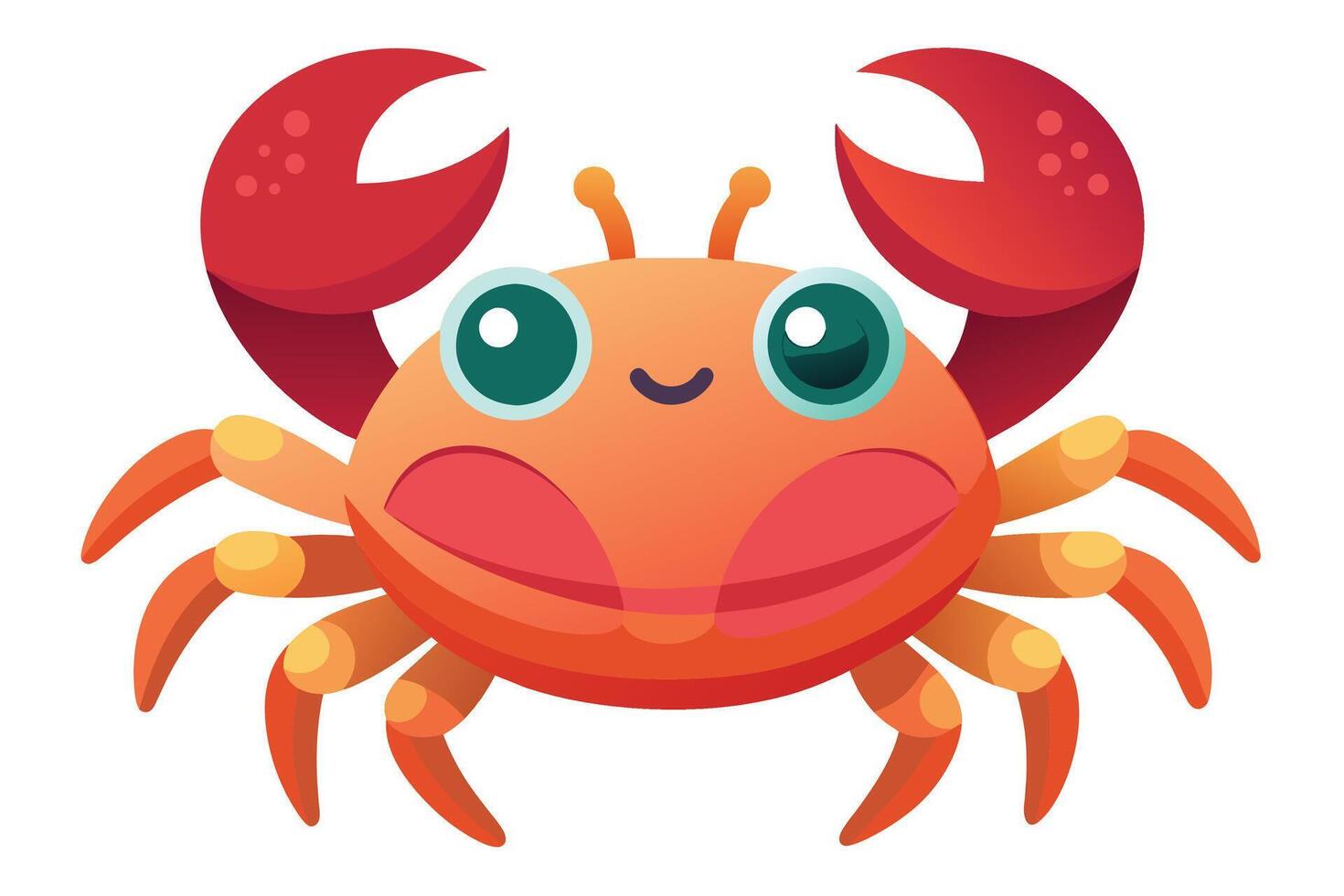 Cute Crab Sideways gradient illustration in white background vector