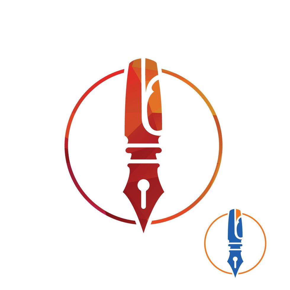 Simple Pen Leaf Logo Design illustration vector