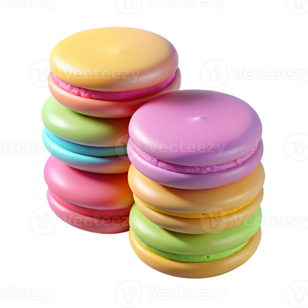 Colorful Macarons 3D Render png