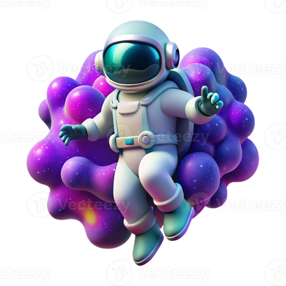3D Astronaut in Nebula Illustration png