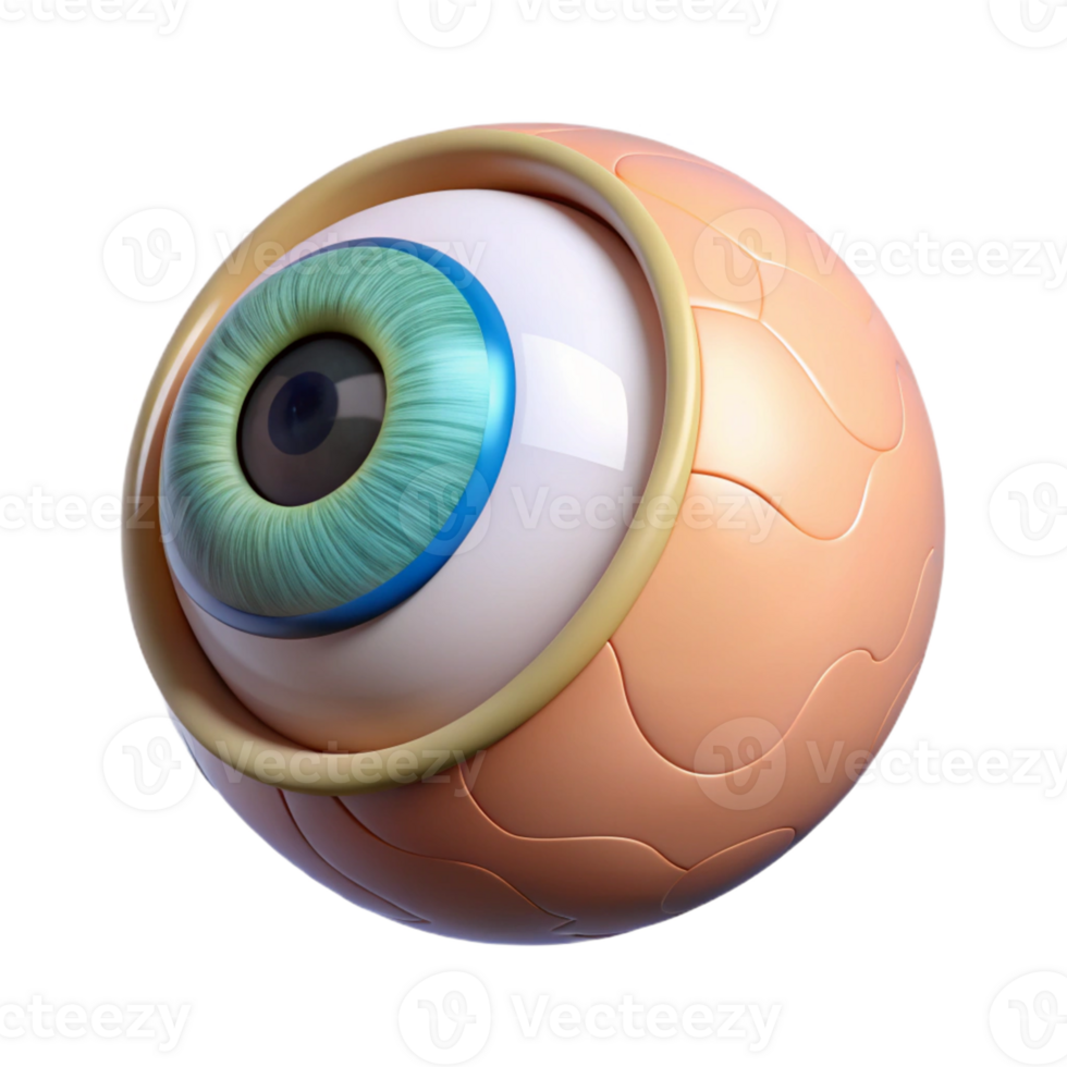 3D Rendered Eyeball with Colorful Iris png