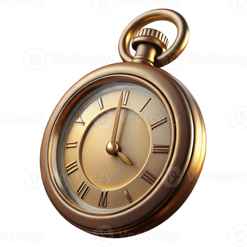 Golden Pocket Watch 3D Illustration png