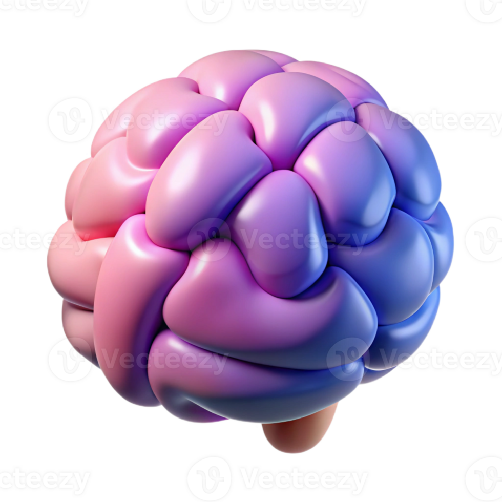3D Brain Abstract Purple Blue png