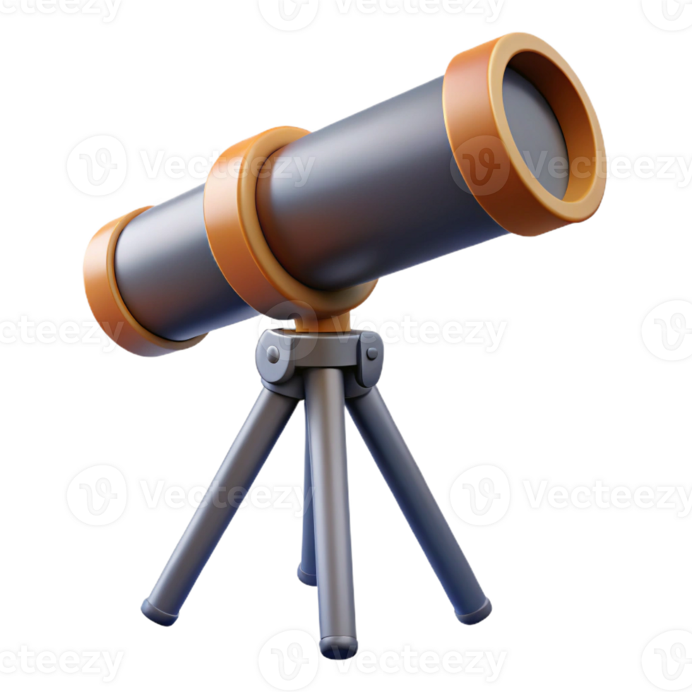 Telescope on Tripod 3D Render png