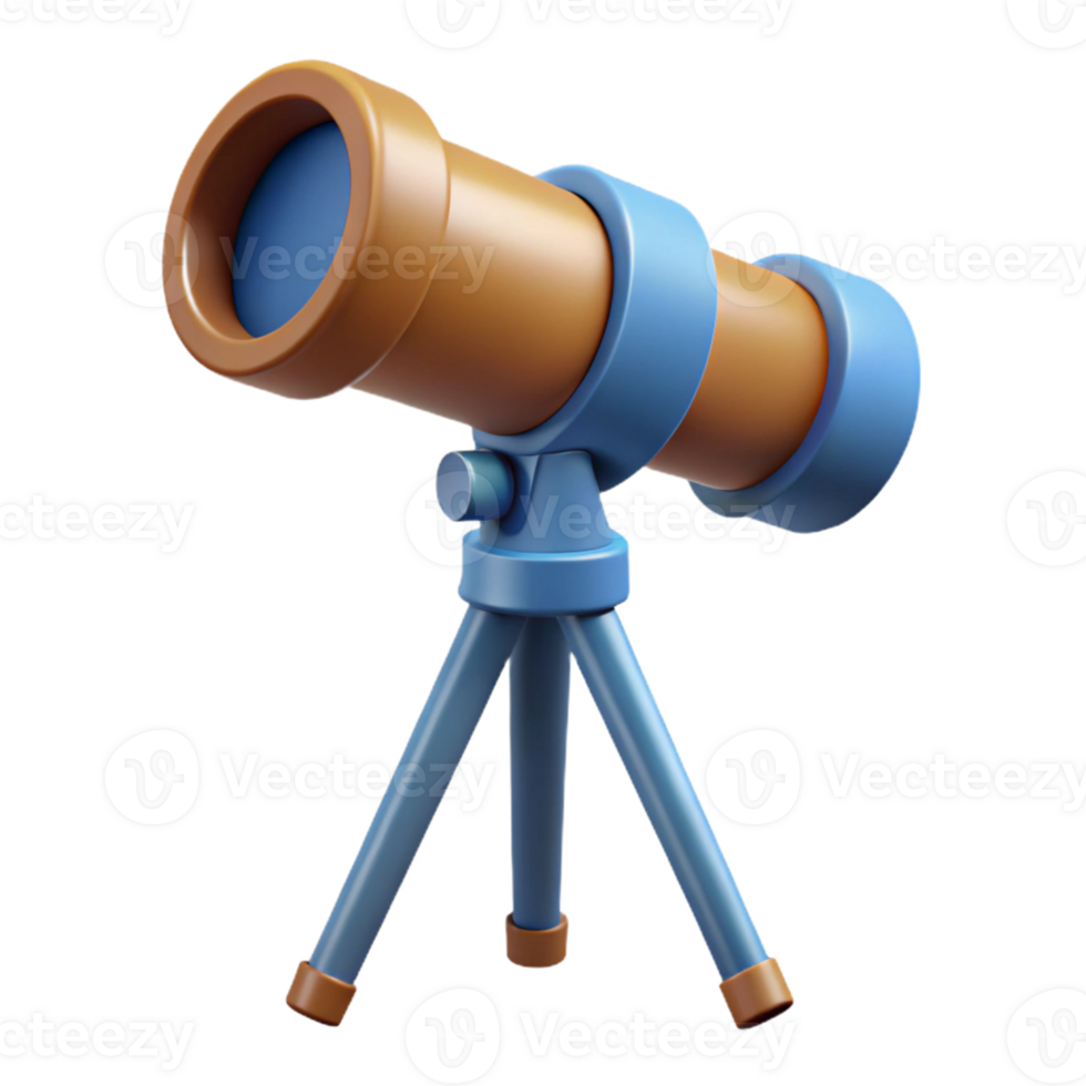 3D Cartoon Telescope on Tripod png