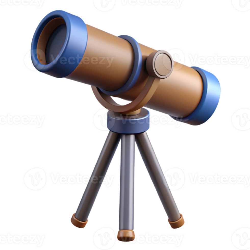 3D Cartoon Telescope Illustration png