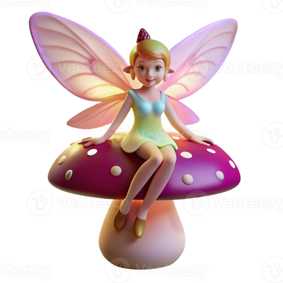 Fairy Sitting on a Mushroom png