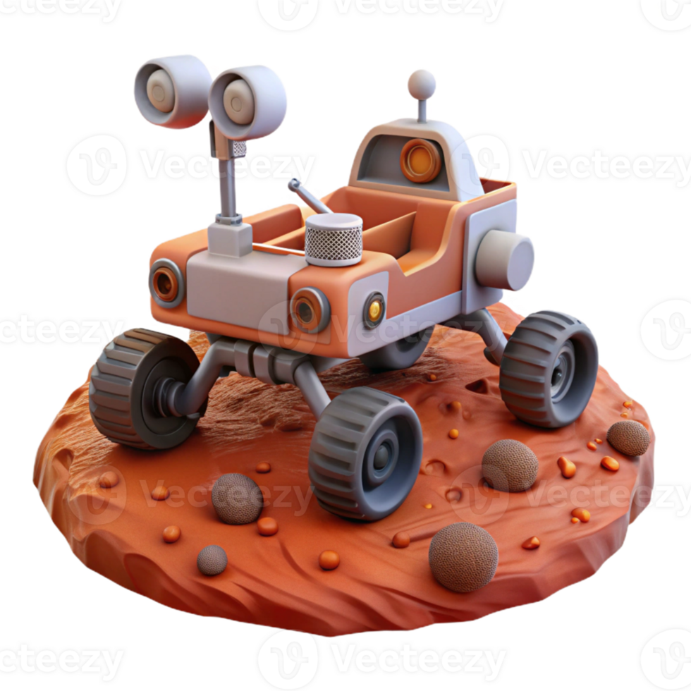 3D Rendered Rover on Red Planet Surface png