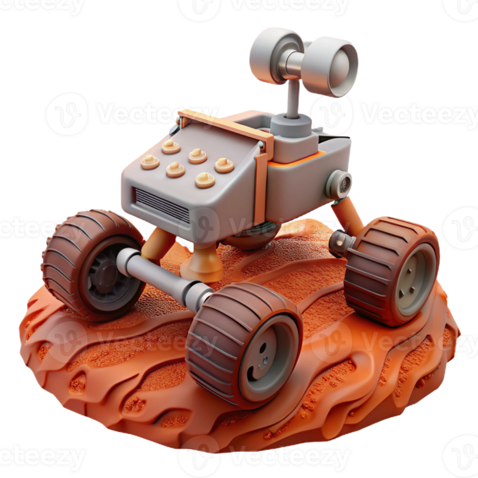 3D Render of a Mars Rover on a Red Planet Surface png