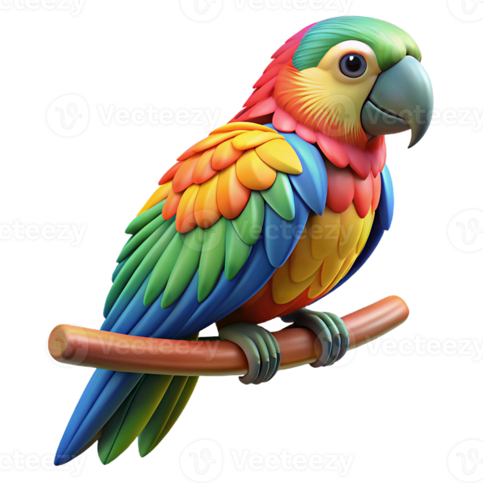 Colorful Parrot on Branch png