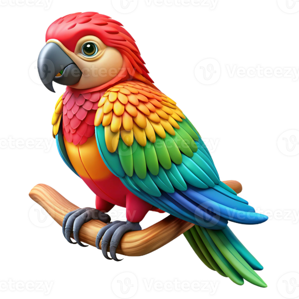 Colorful Parrot on Branch png