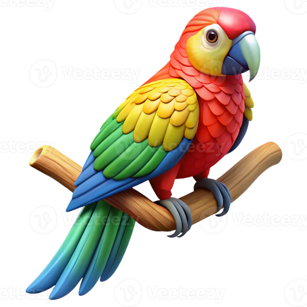 Colorful Parrot on a Branch png