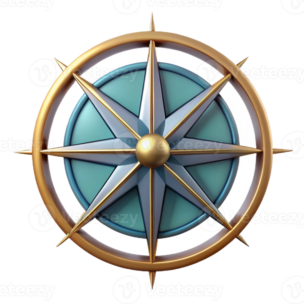 Golden Compass with Eight Points png