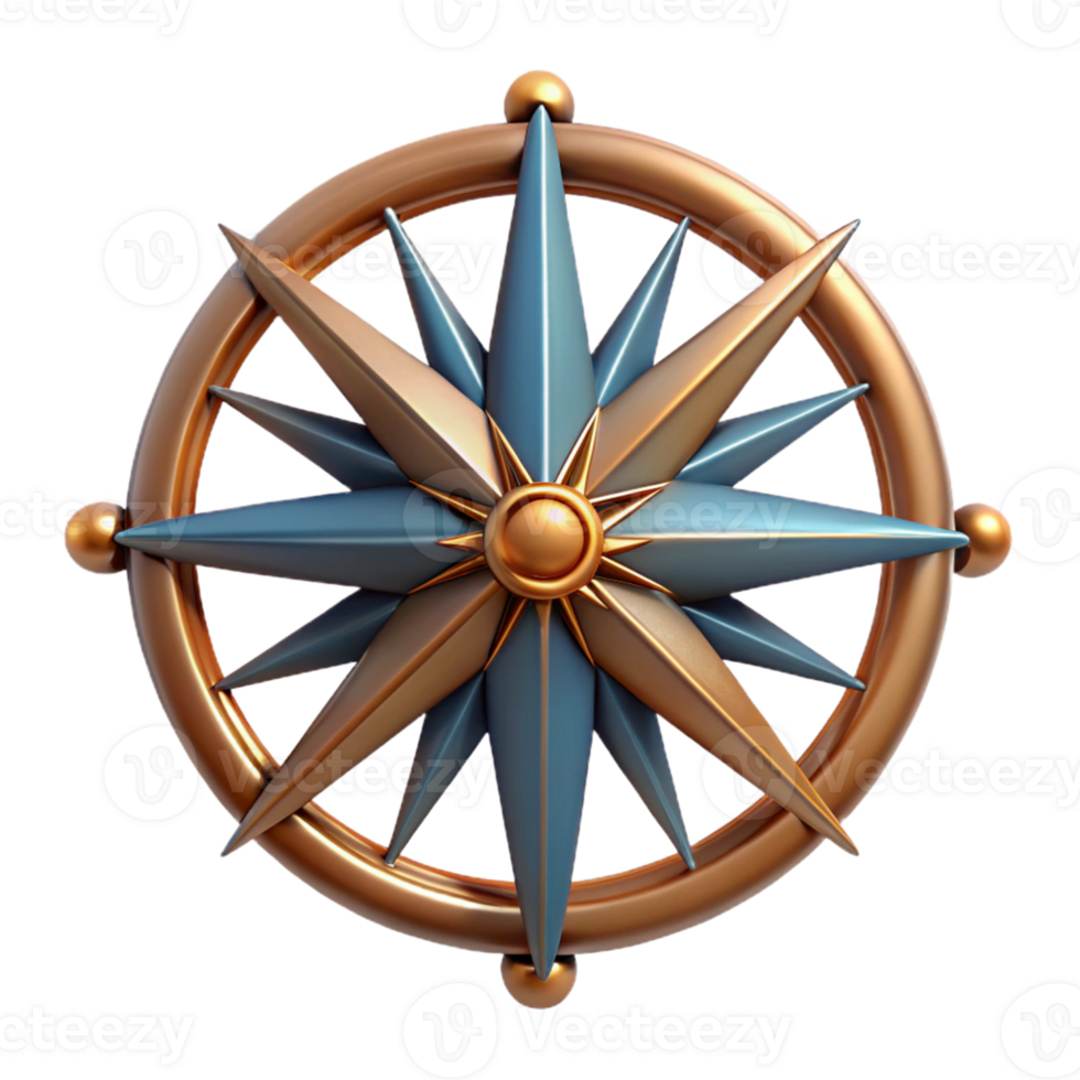 3D Compass with Star Design png