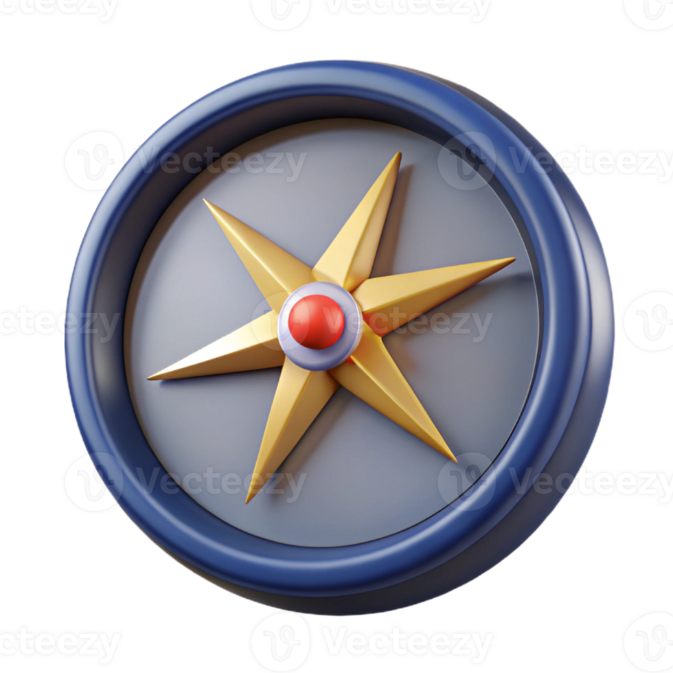 3D Compass with Star png
