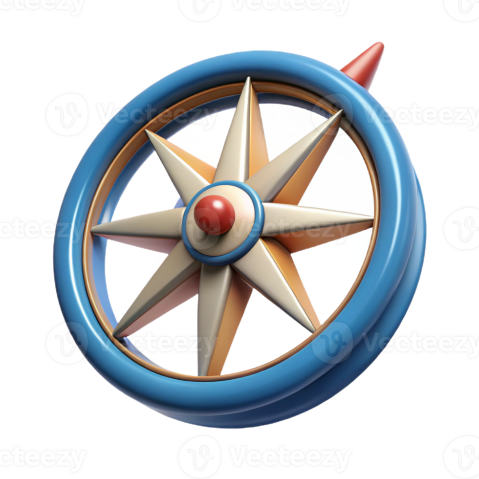 3D Compass Icon with Blue Rim png