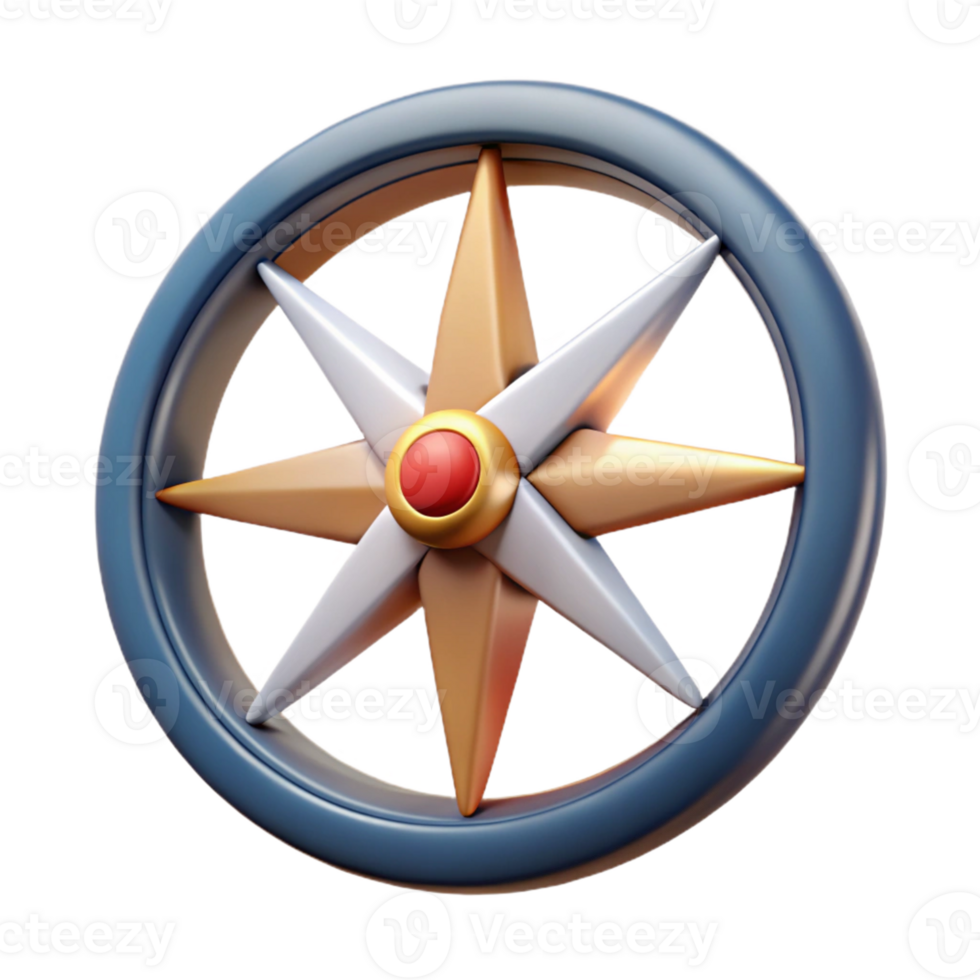 3D Render Star Shape with Blue Ring Illustration png
